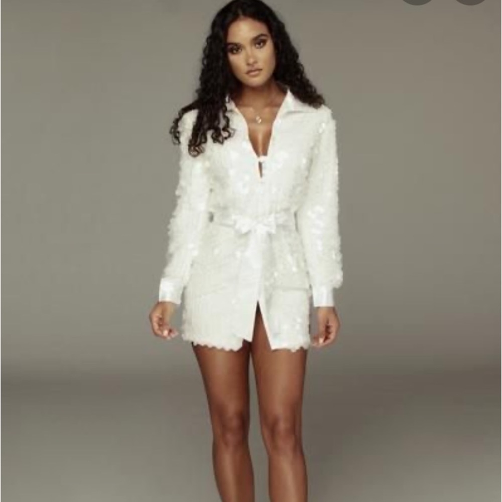 JLUXLABEL White Oversized Sequin Dress